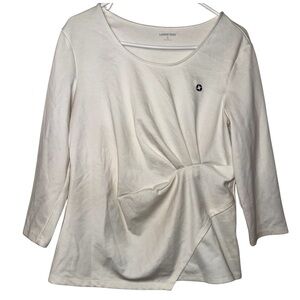 Chase Lands' End Women Cream Blouse with Tie Front  (M)